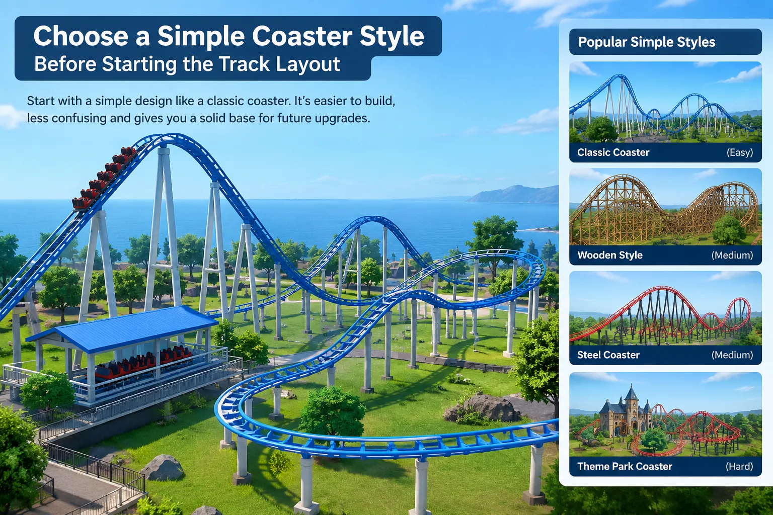 Different Roblox roller coaster design ideas