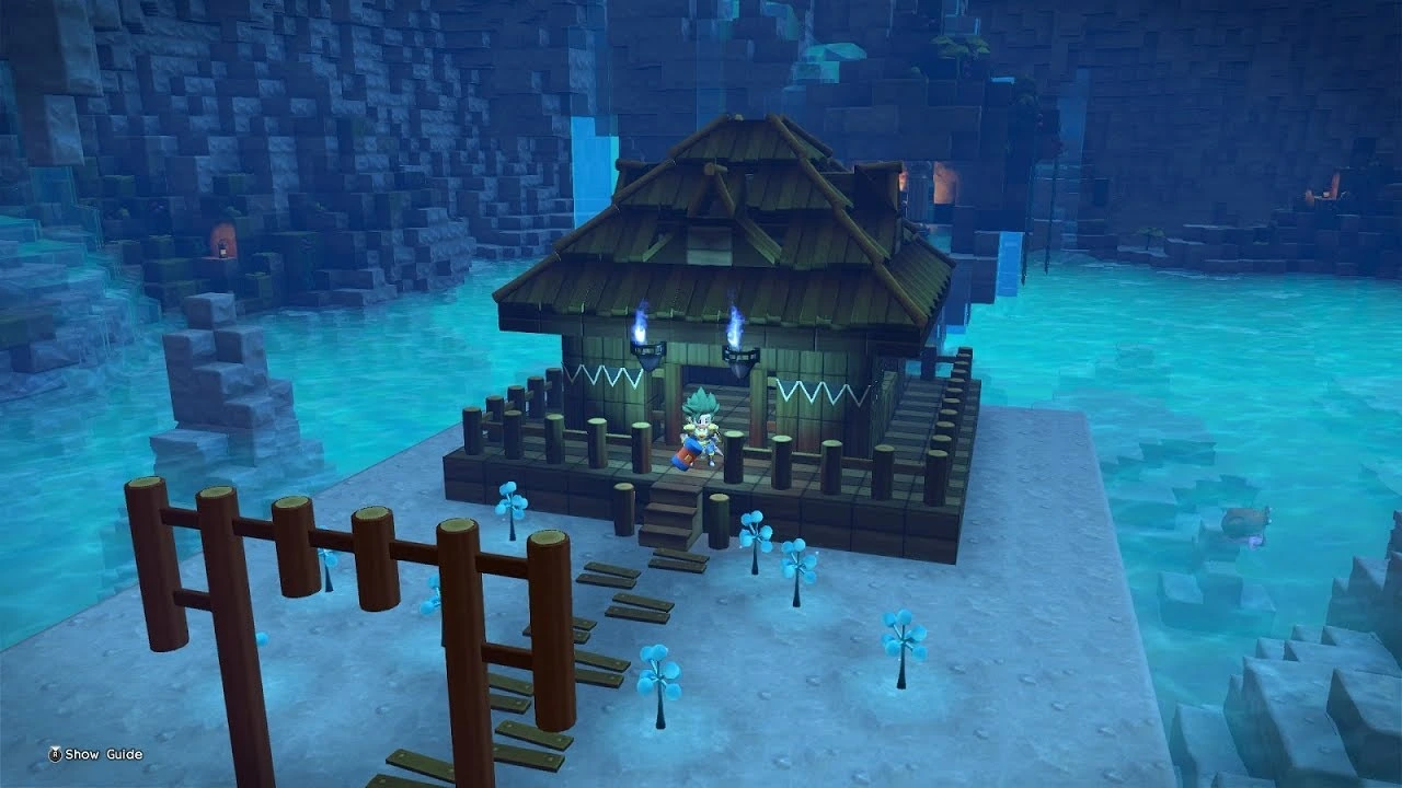 Dragon Quest Builders 2 gameplay showing building and exploration
