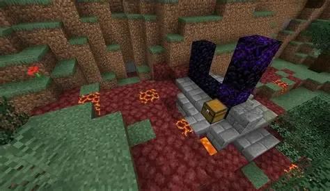 Minecraft Ruined Portal loot chest and crying obsidian