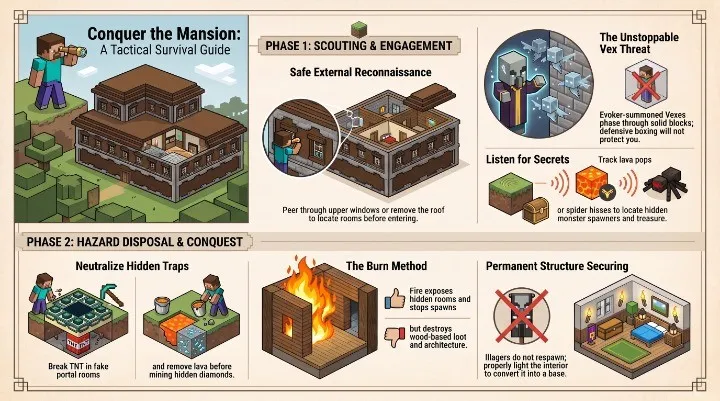 Minecraft Woodland Mansion interior explore