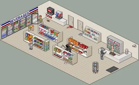 Retail Tycoon 2 store layout with separate storage and shopping areas