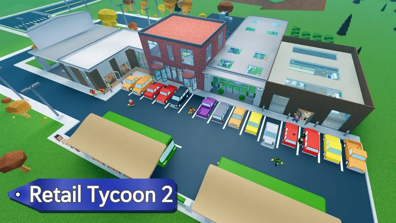 Retail Tycoon 2 compact store layout with shelves checkout and parking