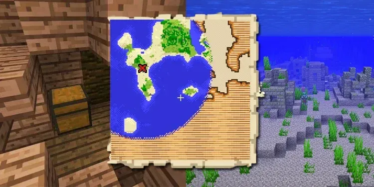 Minecraft Shipwreck treasure map and buried treasure