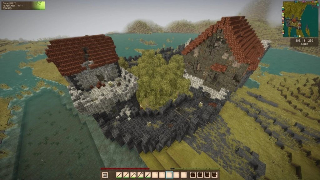 Vintage Story gameplay showing realistic survival, crafting and block world exploration