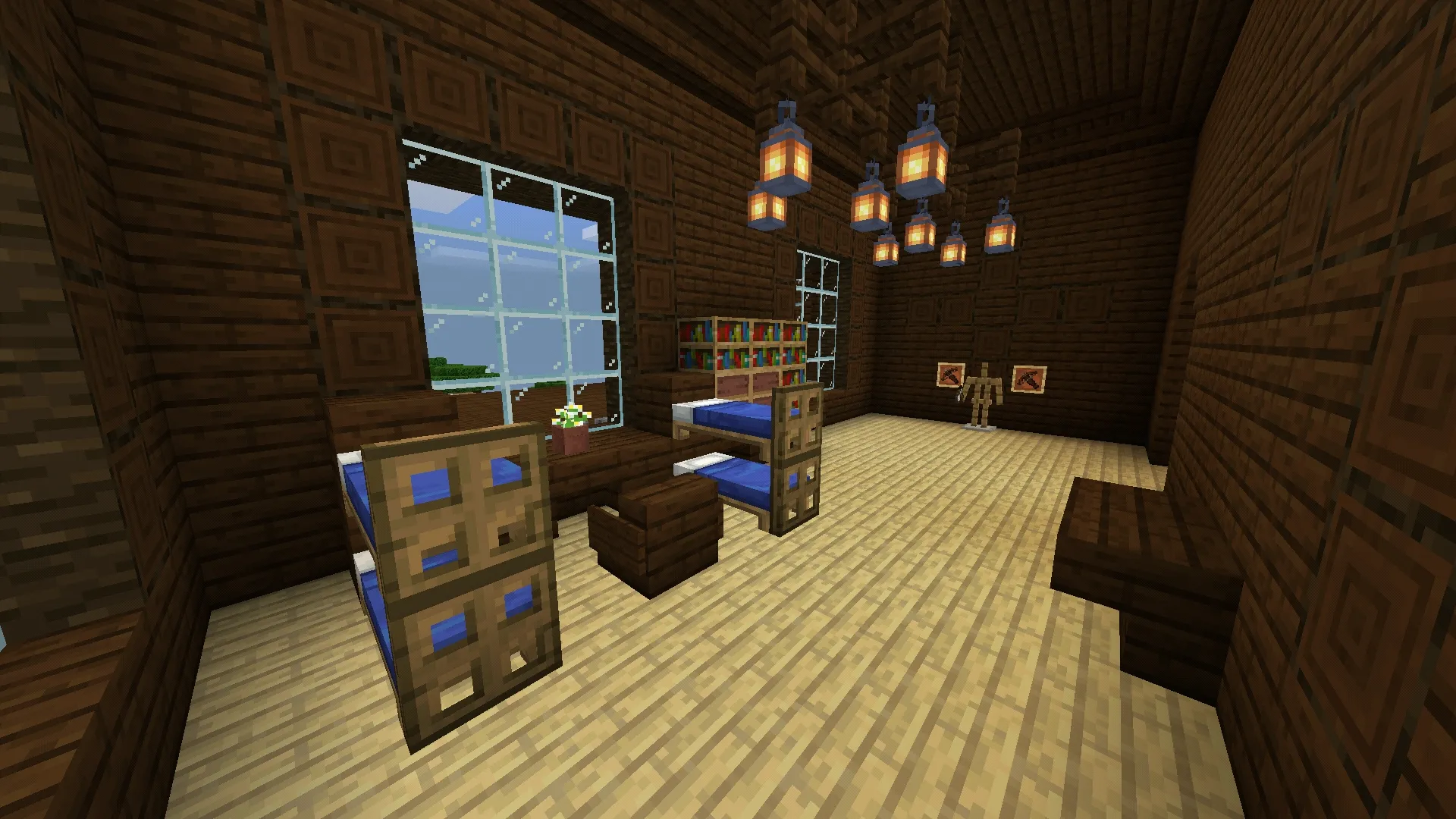 Minecraft Woodland Mansion interior and illagers