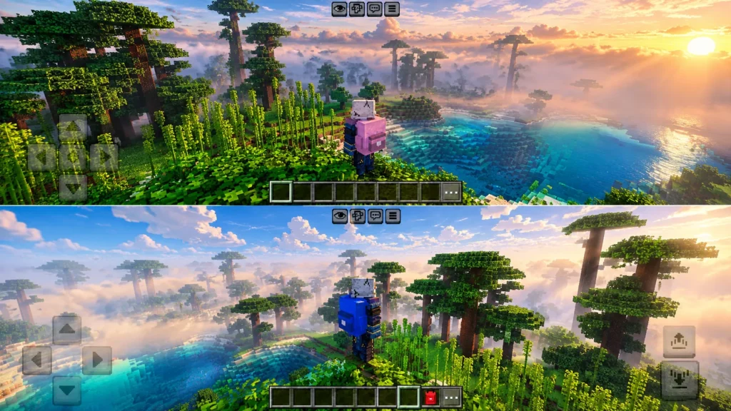 view with backpack in bedrock edition 